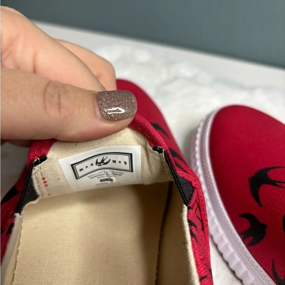 NIB MCQ by Alexander McQueen Unisex Swallow Slip-On Sneakers Red EU 40